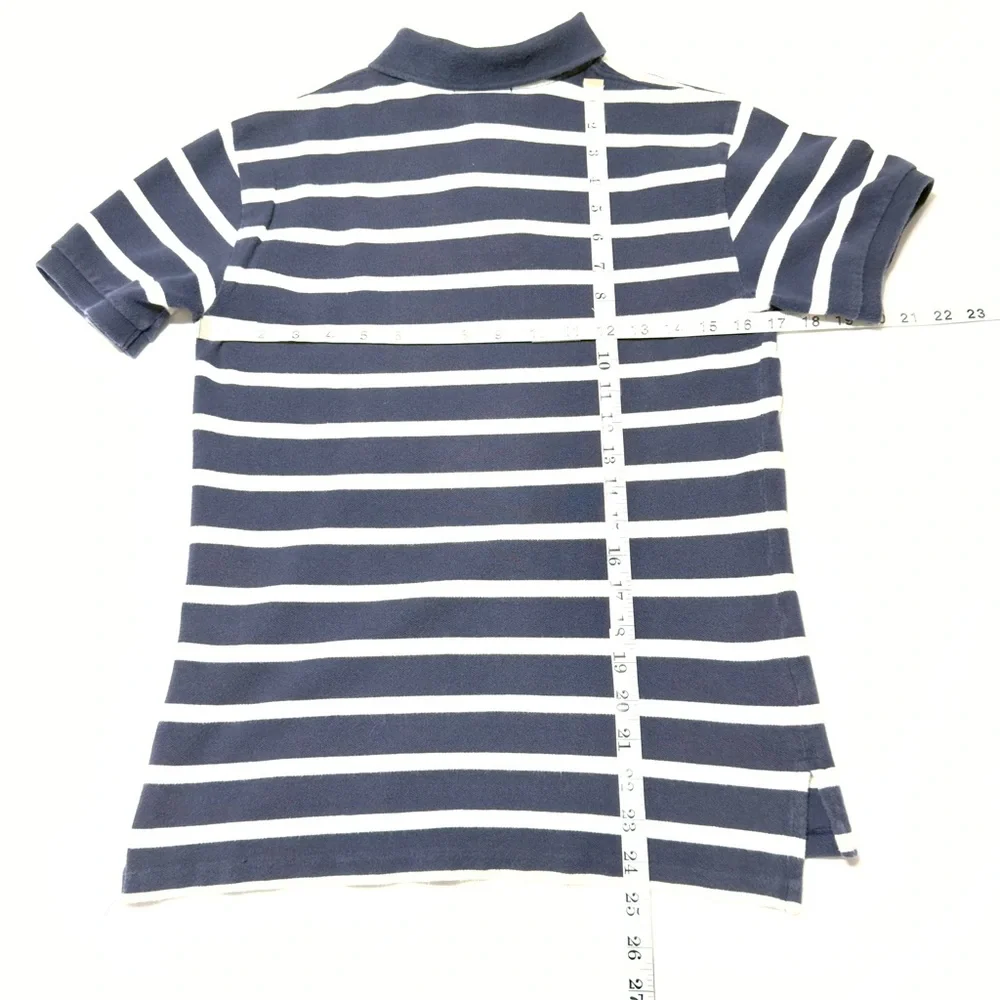 Polo Ralph Lauren Boys M (10-12)‎ Navy Blue & White Striped Polo Shirt